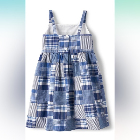 Blue madras print, sleeveless toddler girls dress from Gymboree - Picture 3 of 12